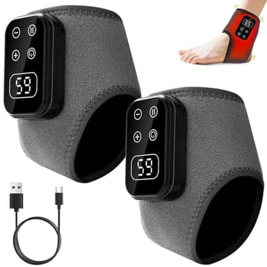 2PCS 3 in 1 Foot Massager, Heat Feet Massager with 3 Massage Modes, Portable Cordless Therapy Foot Massagers for Pain and Circulation, 5-Speed & 5-Temperature