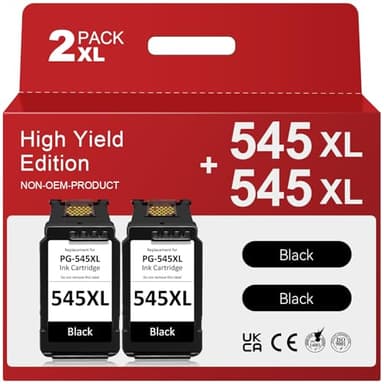 545 Black Ink Cartridge Remanufactured for Canon 545 Ink Cartridge, PG-545XL Black for Pixma TS3150 TS3350 TS3355 TS3100 TR4550 TR4551 iP2850 MX495 MG2950 MG3050 Printer (2 Pack)
