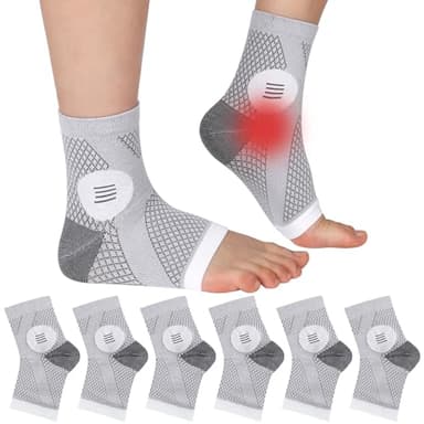 3 Pair Neuropathy Socks for Men & Women, Compression Socks for Ankle Support and Plantar Fasciitis, Functional Socks Size L