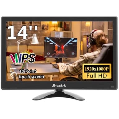 Jhcztrk Computer Touchscreen Monitor 14inch 1920x1080 LED Screen HDMI-USB Interface Kitchen Display Built-in Speakers Compatible with Laptops, Desktops, PCs, Xbox, Raspberry Pi, Windows, and More