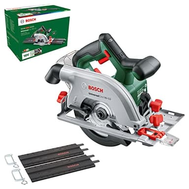 Bosch Cordless Circular Saw UniversalCirc 18V-53 (Precise Sawing in Any Wooden Material; Max. Cutting Depth 53 mm; 2-Piece Guide Rail Set; 18 Volt System; Without Battery) – Amazon Edition