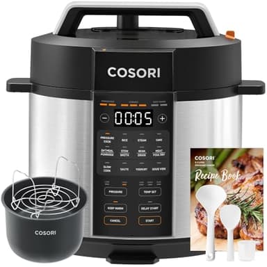 COSORI Electric Pressure Multi Cooker 5.7L, Recipe Book, 9-in-1, Steamer, Rice & Slow Cooker, Sauté Pan, Yoghurt & Cake Maker, Sous vide, Stock Pot, Food Warmer, Ceramic Non-Stick Coating
