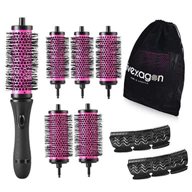Hivexagon Round Hair Brush Set with Detachable Barrels Styling Tool, 4 Barrels 1 Handle (19+2.1+2.4inch with clips)
