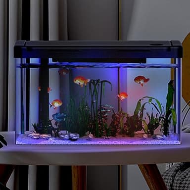Crevyteg 12L Fish Tank with Filter and Light, Rectangular Aquarium with Filter And Oxygen Supply, LED Light, Mini Fish Tank Tabletop Decoration for Home Office Living Room