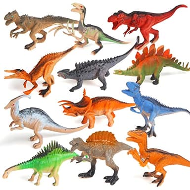 SULOLI Dinosaur Figures, 12PCS Large Dinosaur Toys for Boys & Kids, Plastic, Age 3+