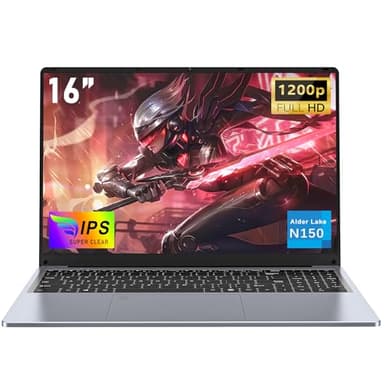 NAIKLULU 16 Inch Cheap Gaming Laptop RAM 16GB SSD 1TB Processor N150 (1.2 to 3.6GHz), Budget Gaming Laptop 2026 Computer, 1920x1200P/6000MAH/46.2Wh/Backlit Keyboard/Webcam
