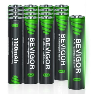 BEVIGOR AAA Rechargeable Batteries 16 Pack - 1100mAh 1500 Cycles High Capacity NiMH Rechargeable Battery AAA, 1.2V Low Self Discharge