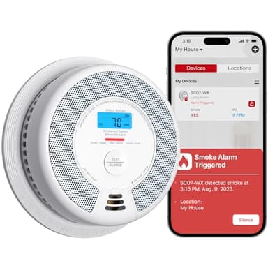 X-Sense Wi-Fi Combination Smoke Alarm and Carbon Monoxide Alarm with Replaceable Battery, Smart Fire Alarm Compatible with X-Sense Home Security App, SC07-WX, 1-Pack