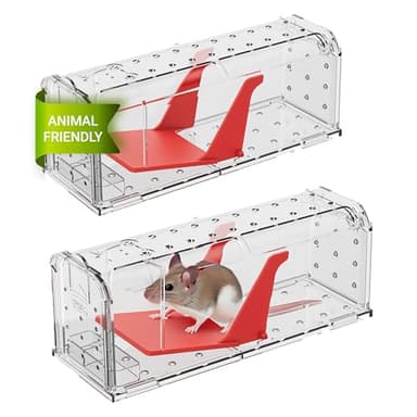 ROSHIELD 2 X Humane MOUSE Traps for Indoors and Outdoors, Duty Pest Trap for Catch Alive. Pets and Children Friendly. Reusable Rodent Mice Trap. Quick, Effective and Highly Sensitive Catcher