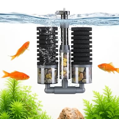 FKSC Dual Sponge Aquarium Filter, Air-Powered, 10–20 Gal – Ultra-Quiet Bio-Sponge Filtration | Freshwater & Saltwater | Easy Setup