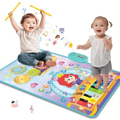 Shayson 3-in-1 Musical Mats, Child Floor Piano Drum Animal Music Play Mat Early Educational Musical Learning Toys for 18+ Months Baby Birthday or 1-3 Years Old Girls Boys