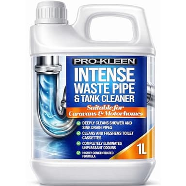 Pro-Kleen Intense Waste Pipe and Tank Cleaner For Caravans and Motorhomes (1 Litre) - Deeply Cleans Shower & Sink Drain Pipes - Cleans & Freshens Toilet Cassettes - Eliminates Unpleasant Odours