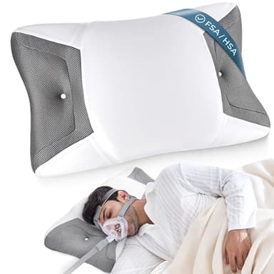 Joynox Memory Foam Pillow for Side & Back Sleepers, Sleep Apnea Ergonomic Orthopedic Pillow, Reduces Air Leaks, Compatible with Various Masks, Cervical Memory Foam Pillow with Cooling Breathable Cover