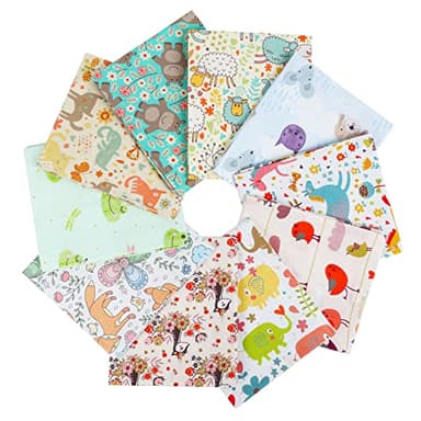 Craftido 10pcs 18”x21”(46x53cm) Fat Quarters Fabric Bundles - Medium Weight 145g - 100% Cotton Fabric for Quilting, Sewing, Patchwork, DIY and Handmade Crafts - Wild Animal