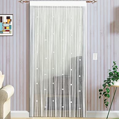 Taiyuhomes Bead String Curtains Door Fly Screen Curtains Beaded Curtain For Doorways Window Decorations Room Divider Single Door Curtain Beads (90x200cm) White