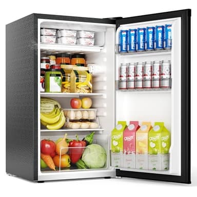 EUHOMY 93L Under Counter Fridge, Small Fridge Freezer with 7-Stage Thermostat, 38dB Ultra-Quiet Undercounter Mini Fridge, 82L Refrigerators & 8L Freezer for Dorm/Office/Bedroom, Black [Energy Class E]