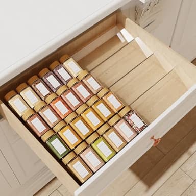 Spice Drawer Organizer, 4Tier Clear Acrylic Expandable From 13" to 26" Seasoning Jars Drawer Insert, Kitchen Drawer Spice Rack Tray for Cabinet/Countertop