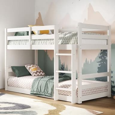 Flair Furnishings Shorty Bunk Bed, Low Bunk Beds for Kids, Heavy Duty and Sturdy, Cosy, Stylish, Space-Saving Design (White)