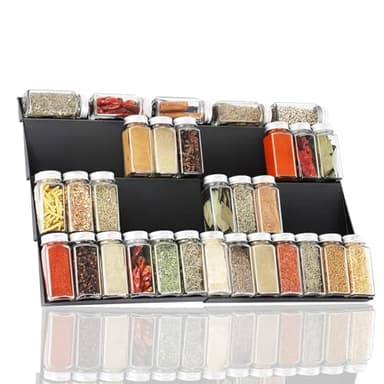 JESIFFY Spice Drawer Organiser Spice Rack for inside drawer, Drawer Spice Rack adjustable 30cm to 60cm 4 Tier, Spice Drawer insert Seasoning and Spice Racks Organiser for drawers of different width