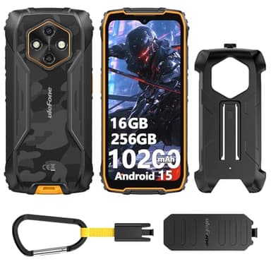 Ulefone RugKing 4 Pro Rugged Phone Android 15, 256GB/2TB, 10200mAh Dock Charging, 48MP 120Hz 6.56 inch 4G SIM-Free & Unlocked Mobile Phones IP68 Armor Waterproof Tough Smartphone 3-Card Slot Orange