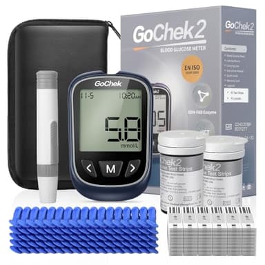 GoChek Diabetes Test Kit, Blood Sugar Tester with Ketone and Hypo Warning, 450 Memory, Blood Glucose Monitor with Test Strips*50 and Lancet*50 -in mmol/L