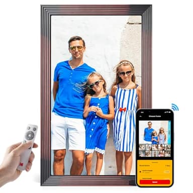 KODAK Digital Photo Frame 21.5 Inches, WiFi Electronic Picture Frame Large with 32GB Memory, FHD Wooden Digital Frame, Share Photos & Videos via APP or USB, Remote Control, Auto-Rotate, Motion Sensor