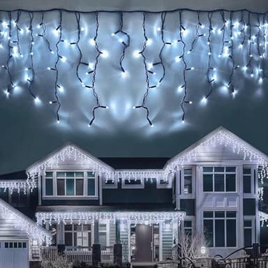 LEDYA Icicle Outdoor Christmas Lights, 19m 720led Christmas Lights Outdoor Decorations, Fairy Lights Plug in for Christmas Decorations, Waterproof/8 Modes/Timer, Outside Roof Window Garden Xmas Light