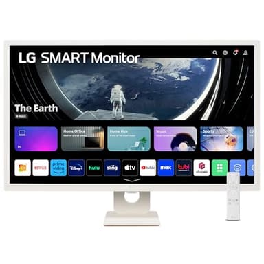 LG MyView Smart Monitor 32SR50F, 32 Inch, Full HD 1080P IPS Panel, Built in Speakers, Wifi & Bluetooth Connectivity, webOS Smart TV Apps with Remote Control, White