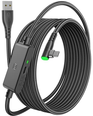 INIU 5M VR Link Cable with Separate Charging Port, USB 3.0 to USB C Cable for Meta Quest 3s 3 2 1 Quest Pro, Pico 4, Steam VR, Gaming PC, High Speed Data Transfer for Virtual Reality Headset - Black