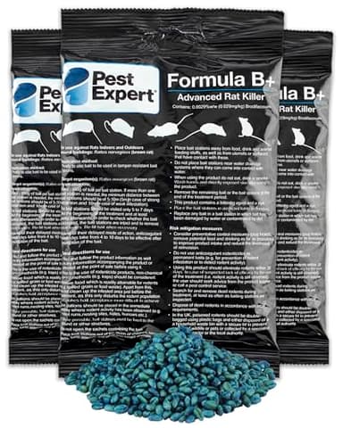 Pest Expert Rat Killer Poison 1.5kg - Formula 'B+' Advanced (15 x 100g) - Fast Acting Maximum Super Strength Single Feed Brodifacoum