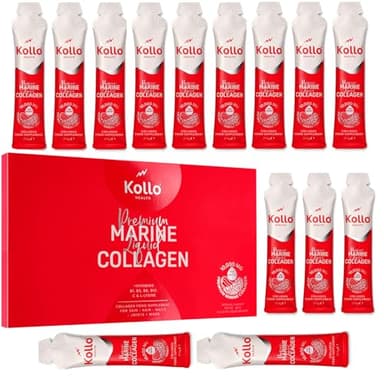 Kollo Premium Marine Liquid Collagen, 10,000 mg with Hyaluronic Acid, 14 x 10000mg Hydrolysed Collagen Peptides Sachets, Liquid Collagen Supplements Vitamins B & C, Informed Sport Certified