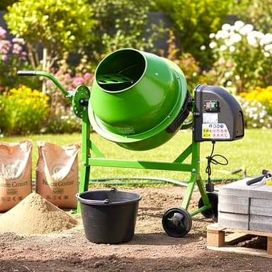 Cement Mixer Electric 63L Drum Powerful 220W Motor by Garden Universe Professional Series in Green Model CM01