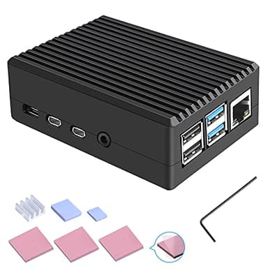 owootecc Aluminium Raspberry Pi 4 Case with Cooling Column, Fanless Metal Heatsink Shell for Raspberry Pi 4 Model B (Black)