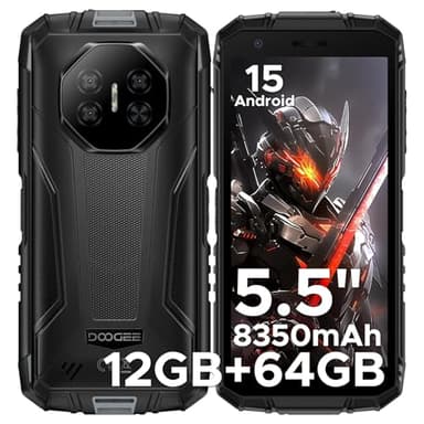 DOOGEE Fire 3 Rugged Smartphone, 8350mAh, Octa Core Android 15 Phone, 5.5" IPS HD+ Rugged Phone, 12GB+64GB/2TB Mobile Phone, 13MP+8MP, Widevine L1, 3.5mm headphone jack, Face ID/OTG/NFC