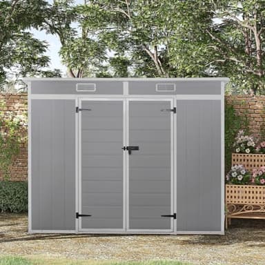 Panana Plastic Garden Storage Shed Outdoor Storage Includes Plastic Floor, Strong Structure House Tool Shed (8x4f Pent roof)