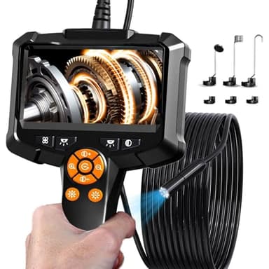 Endoscope Inspection Camera, AOPICK 4.3'' IPS Screen 1080P HD Borescope Inspection Camera with 8 LED Lights, Handheld IP67 Waterproof DrainCamera, 16.5ft Semi-Rigid Cable, Gadgets for Men
