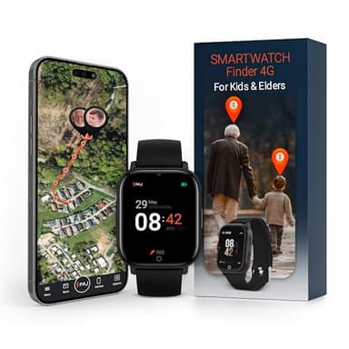 PAJ SMARTWATCH Finder 4G for Children, Seniors & Dementia- GPS Tracker, SOS Alarm, Camera, Voice Messages, UK & Europe wide Real-time Tracking, Waterproof, Easy Handling, Safety Thanks to Smartwatch