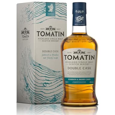 Tomatin Single Malt Scotch Whisky, Double Cask Highland Single Malt Whisky Matured in Bourbon & Sherry Casks, 40% Alc/Vol 70cl, Glass Bottle in Gift Box