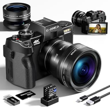G-Anica TURE 4K Digital Cameras for Photography，48MP/60FPS Video Camera for Vlogging, Vlogging Camera for YouTube, Small Camera.Wide-Angle & Macro Lens
