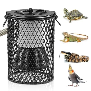 Reptile Heat Lamp with Guard, 100W Ceramic Heating Lamp with Anti Hot Bracket Cage,Lampshade Holder Heater Lighting, Infrared Reptile Heat Bulb for Bearded Dragon,Lizard,Tortoise,Snake,Birds, UK Plug