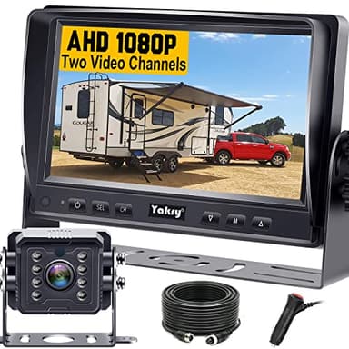 Car Reversing Camera Kit, 7 Inch AHD Dash Monitor Reverse Camera, 8Mins Install Rear View System, Waterproof Night Vision Rear Parking Camera for Van Trailer Motorhome Caravan Camper Yakry Y14