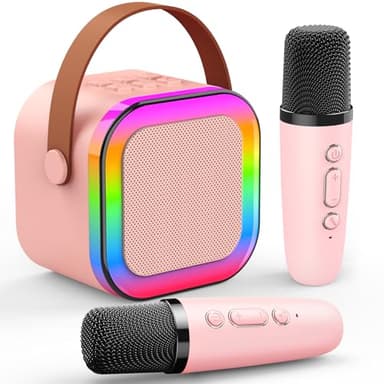 Dislocati Karaoke Machine 2 Microphones, Birthday Gifts for Girls Toys Age 3-15 Year Old Girl Gift Kids Microphone Toys for 3-12 Year Old Girls Birthday Presents Teenage