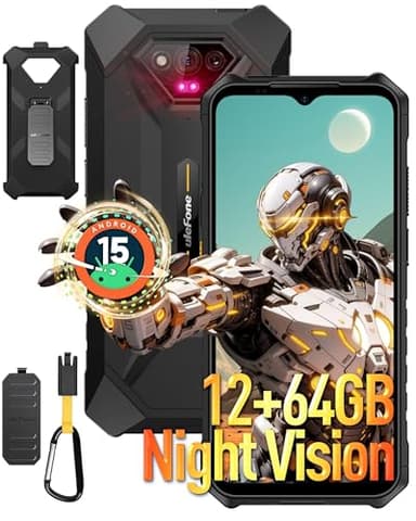 Ulefone Armor X13 Rugged Smartphone Android 15, 12GB RAM 64GB ROM, 6320mAh, 6.52 inch Tough Screen, 50MP Waterproof Camera, 3-Card Slot 4G Dual SIM, NFC, Fingerprint Face ID, UK, Black