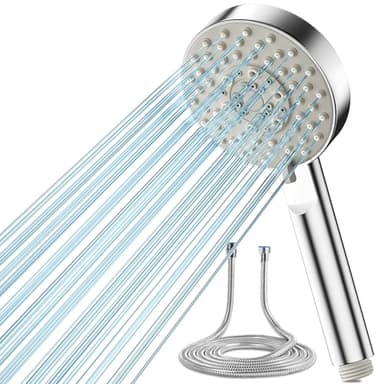 Shower Head and Hose 2M, Magichome Shower Head High Pressure with 5 Spray Modes, Turbocharged Design Power Showerhead for Low Water Pressure