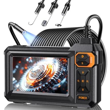 Hayve Endoscope Inspection Camera, 4.3" IPS Screen Industrial Endoscope with 8 LED Light, 1080P HD Digital Borescope, IP67 Waterproof Snake Sewer Inspection Camera, 5m Semi-Rigid Cable