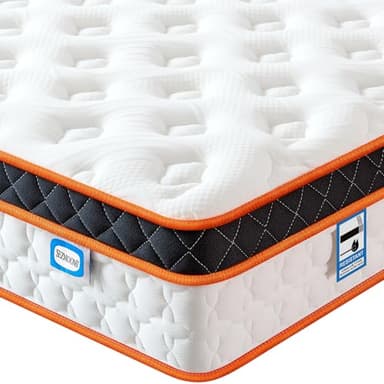 SEZMOONSI Double Mattress 4FT6, Gel Memory Foam, Individually Medium Firm Pocket Sprungs Double Size Mattresses, Orthopedic Hybrid Mattress for Back Pain Relief 135x190x23cm