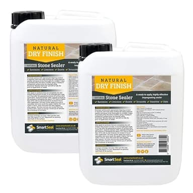 Smartseal Natural Stone Sealer - Dry Finish – Impregnating, Durable, Clear Sealer for Sandstone, Limestone, Granite, Travertine & Slate - Easy to Apply Indoor & Outdoor Use (2 x 5L)