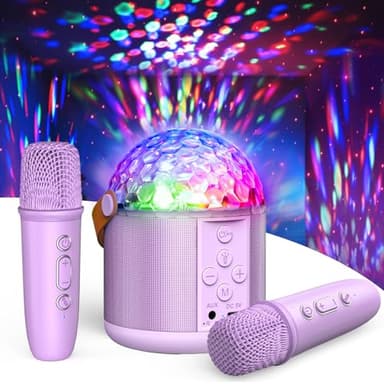 Dislocati Girls Birthday Presents, Mini Karaoke Machine 2 Microphones for Adults Kids Toys for 5-12 Year Old Girl Gifts Disco LED Lights for Travel 18th Birthday Gifts for Girl Family Home Party