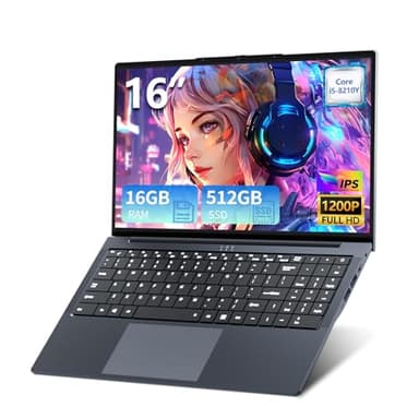 Txxren Laptop 16 inch, Core i5-8210Y Processor 16GB RAM 512GB SSD Win 11 Pro FHD 1920 * 1200 Notebook, with Type-C, USB 3.0, Dual Band Wi-Fi, Bluetooth, Numeric Keypad Laptops Computer