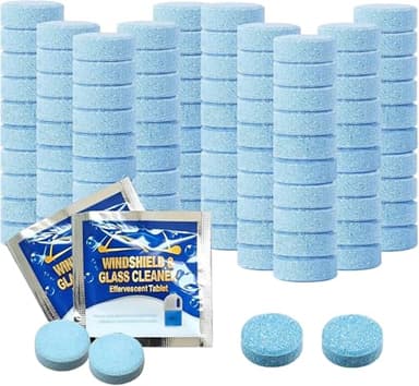 100 Pcs Screenwash Tablets, Screen Wash Tablets, Screen Wash Tablet for Cars Windshield Glass Kitchen Windows Cleaning Concentrated Solid Fluid Detergent